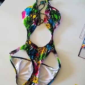 Sexy multicolored snake print monokini